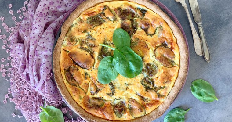 Spinach and Cottage Cheese Quiche (with an Olive Oil Spelt Crust)